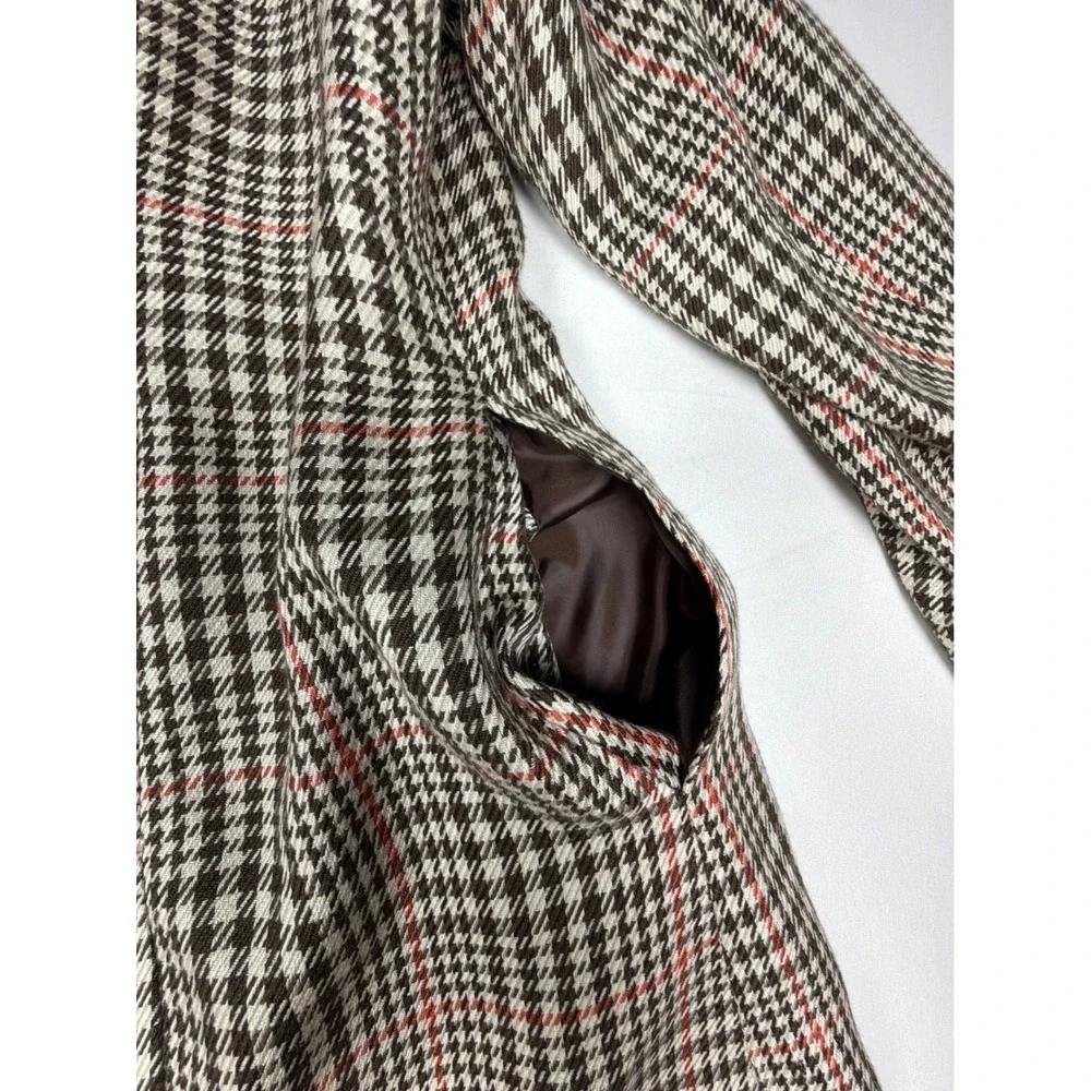 The Fashion Gallery Houndstooth Ruffle Trim Open Front Coat XL Plaid - Picture 4 of 11